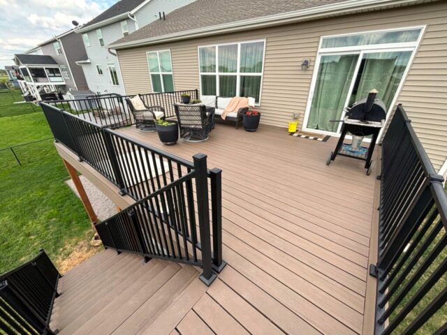 Composite TimberTech Terrain+ Collection Dark Oak Black Railing